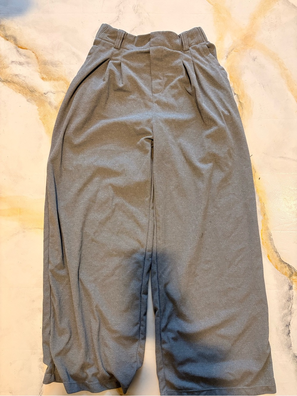 HALARA Gray Wide-Leg High-Waist Waffle Pants